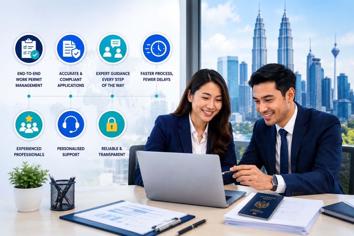 Explaining work permit application process to businesses